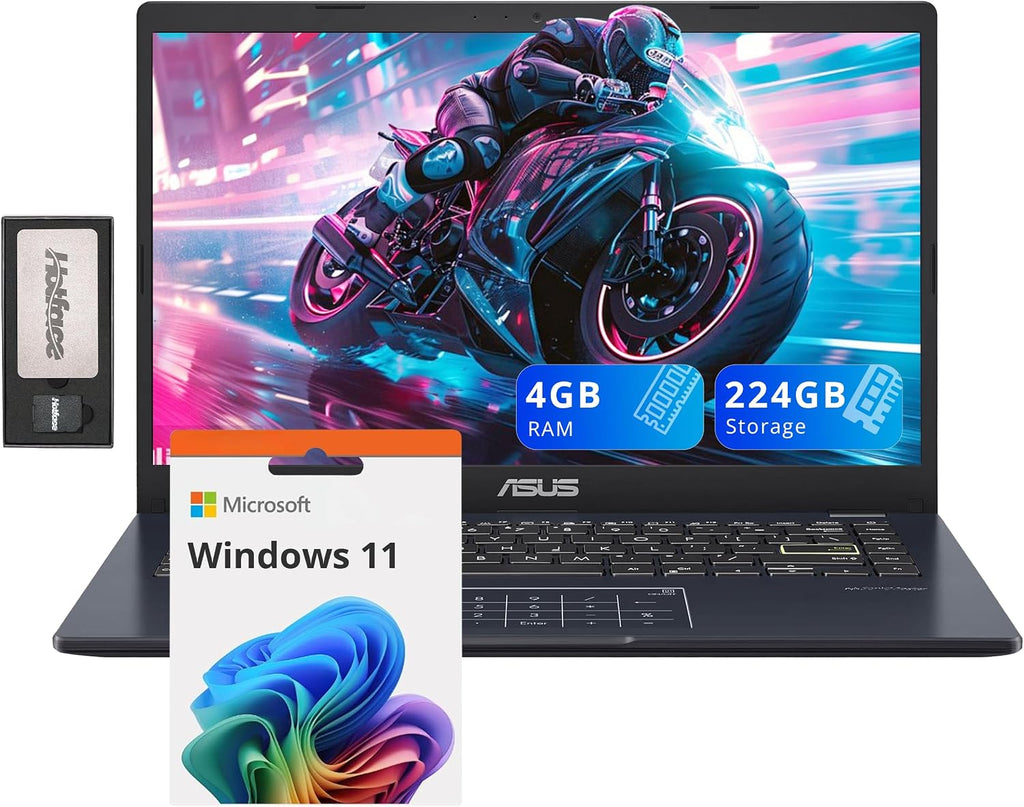 ASUS 14' FHD Ultra-Light Laptop, Intel Pentium N6000, 4GB RAM, 224GB Storage (64GB eMMC+160GB Docking Station Set), UHD Graphics, AI-Powered, Copilot Ready, Long Battery Life, Windows 11, Black