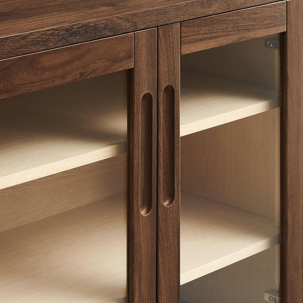 Modway Nell 36 Inch Accent Storage Cabinet in Walnut – Tea/Coffee Small Buffet Cabinet with Shelves for Living Room, Hallway, or Entryway