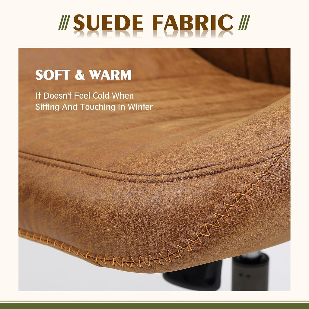 CAODOC High Back Office Chair,Modern Swivel Office Chair,Brown Suede Fabric Gaming Chair,Height Adjustable Home Office Desk Chair with Lumbar Support