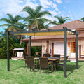 Domi 9x13FT Outdoor Pergola Canopy with Retractable Sun Shade, Weather-Resistant Aluminum Frame for Patio, Backyard, Deck, Garden, BBQ, and Gatherings