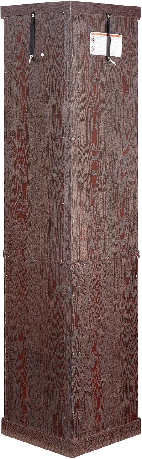 Ball & Cast 70' H Lighted Corner Curio Cabinet, Glass Display Cabinet with 5 Tempered Adjustable Glass Shelves and Doors,Include Light Bulb, Rack for Living Room,Dark Cherry