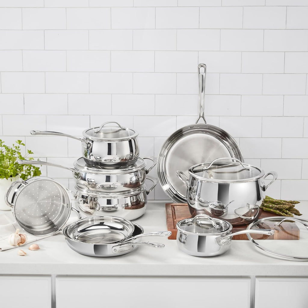 Cuisinart 15 Piece PureClad Triple-Ply, Stainless Steel, Cookware Set, PCST-15