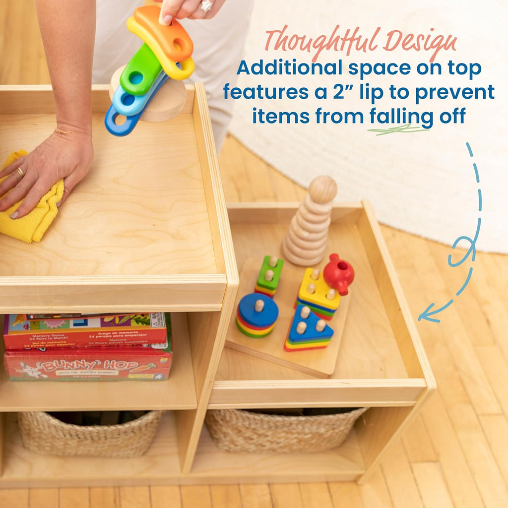 ECR4Kids 4-3-2-1 Double-Sided Cube Storage Organizer, Classroom Furniture, Natural