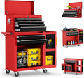 Metal Tool Chest, 8 Drawer Rolling Tool Chest with Wheels, Assembled Tool Storage Cabinet with Locking, Sliding Drawers & Detachable Top Tool Box, for Repair Room Warehouse Garage Workshop, Red