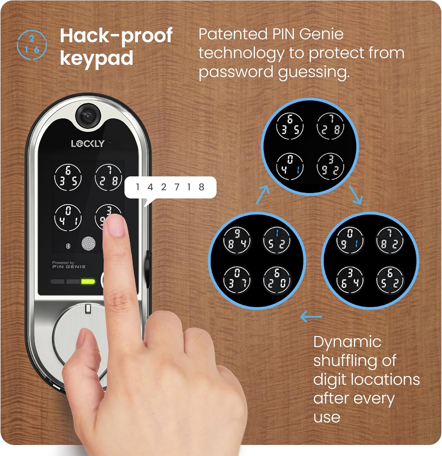 (Refurbished) Lockly Vision Smart Lock with Camera, Video Doorbell Keyless Entry Door Lock Wi-Fi, PIN Genie Keypad, Fingerprint, Auto Lock, Remote Control, Easy Installation, No Monthly Fee