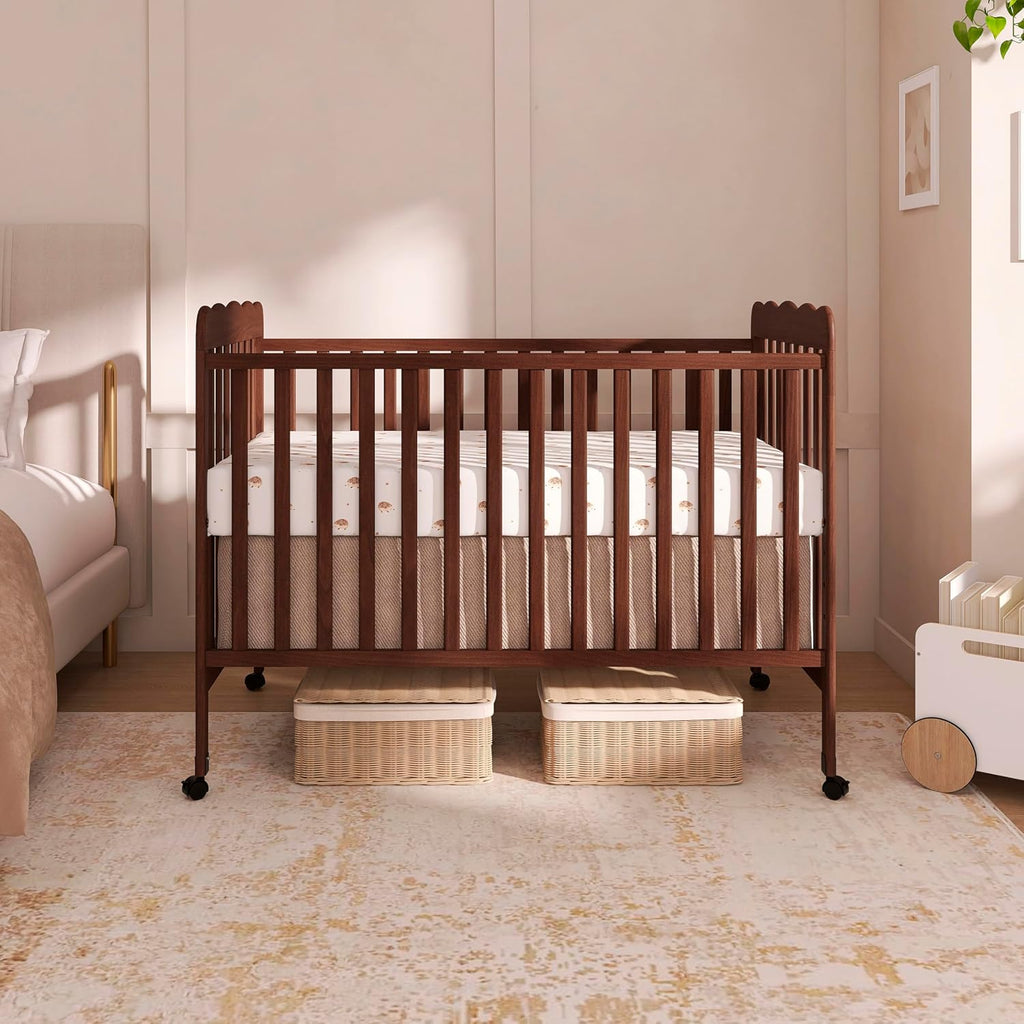 Dream On Me Carson Classic 3-in-1 Convertible Full-Size Baby Crib in Walnut, GreenGuard Gold & BSA, 4 Mattress Heights, Converts to Day & Toddler Bed, Locking Wheels, Classic Nursery Design