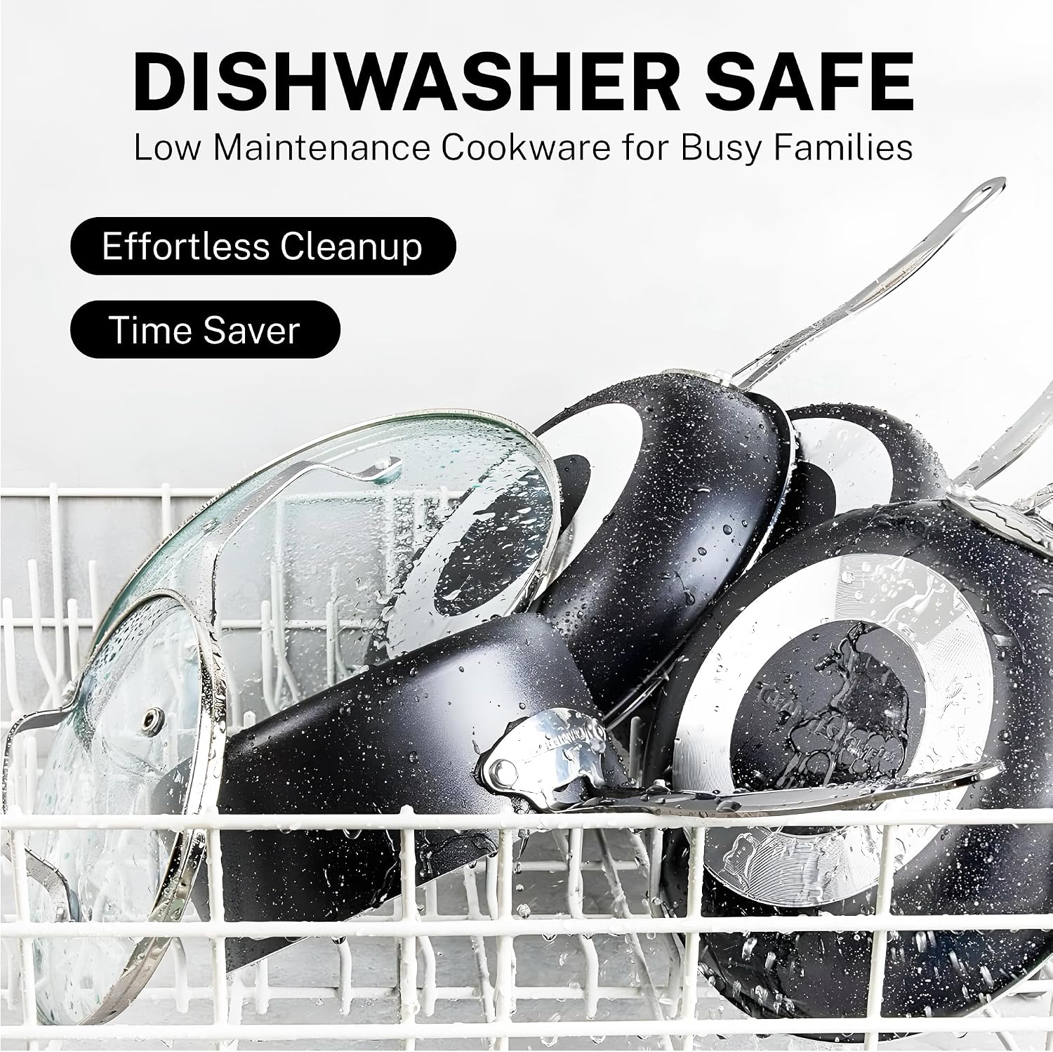 20 Pc Pots and Pans Set Non Stick - Granitestone Cookware Set with Frying Pan, Bakeware & Steamer, Diamond Infused, Aluminum, Non Toxic PFOA PFOS Free, Metal Utensil Safe, Oven Safe to 500°F, Black