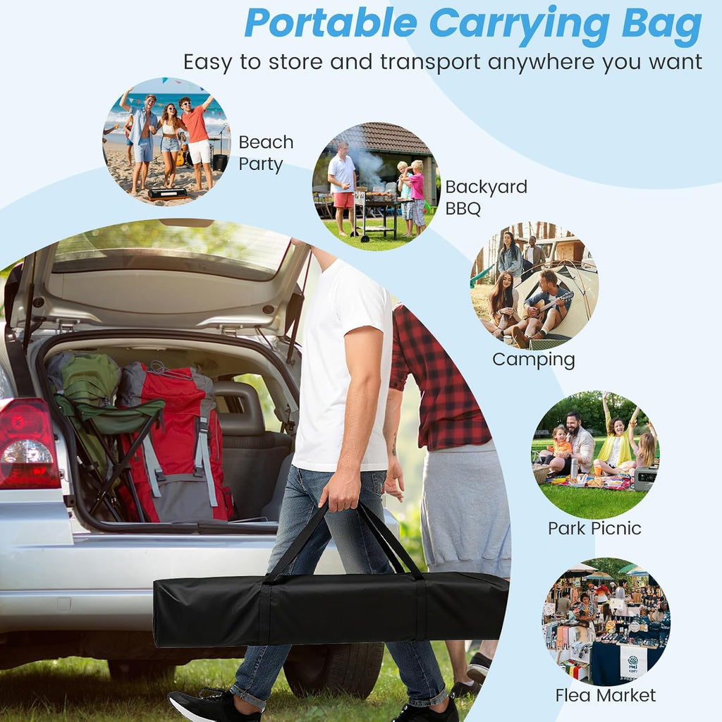Tangkula 10x10 Ft Pop Up Canopy with Netting, Easy Up Outdoor Tent with Mesh Sidewalls, Carrying Bag, Adjustable Height, Portable Canopy Tent for Parties Events Camping Travel