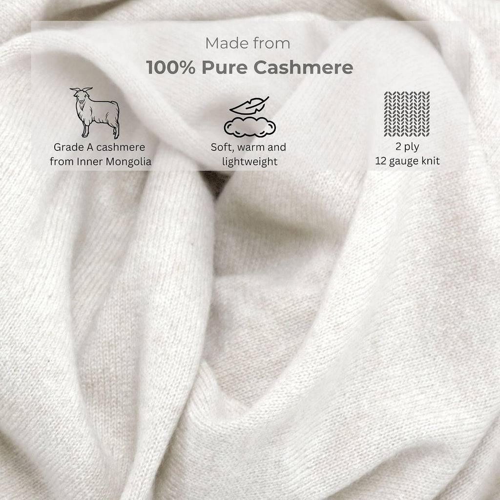 Jet&Bo 100% Pure Cashmere Travel Wrap, Shawl, Scarf & Blanket Ivory, Storage Bag + Gift Box