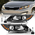 Aosky Compatible With 2011-2013 Kia Optima Headlights Halogen Headlamp Assembly w/bubls OE Black Housing with Amber Reflector Driver and Passenger Side