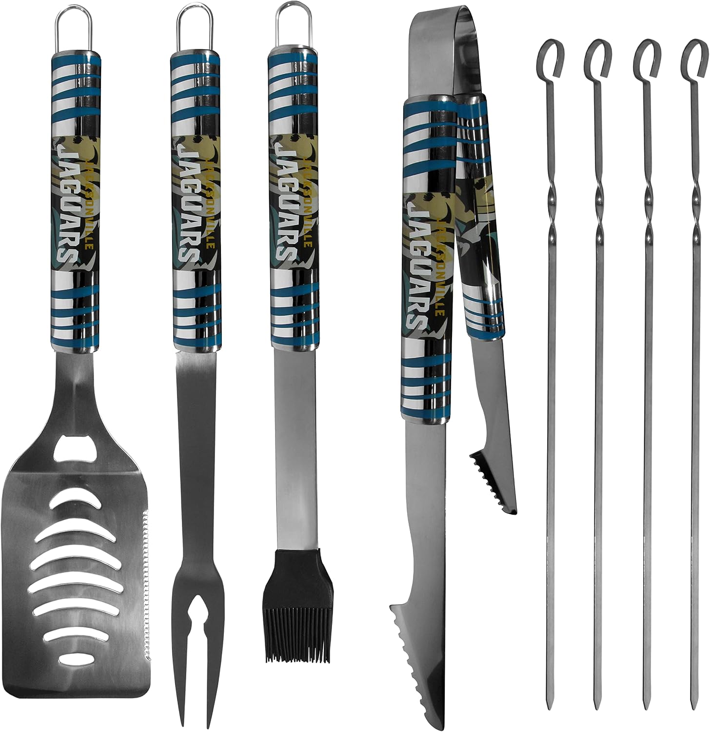 NFL Siskiyou Sports Fan Shop Jacksonville Jaguars Steel Tailgater BBQ Set w/Case 8 piece Gray