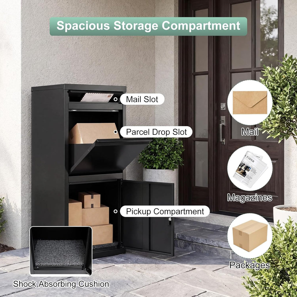 Goplus Package Delivery Boexes for Outside, 16' x 15' x 40.5' Galvanized Steel Parcel Drop Boxes with Lock, Anti-Theft Design, Package Mailbox for Home, Office, Yard, Curbside (16' x 15' x 40.5')