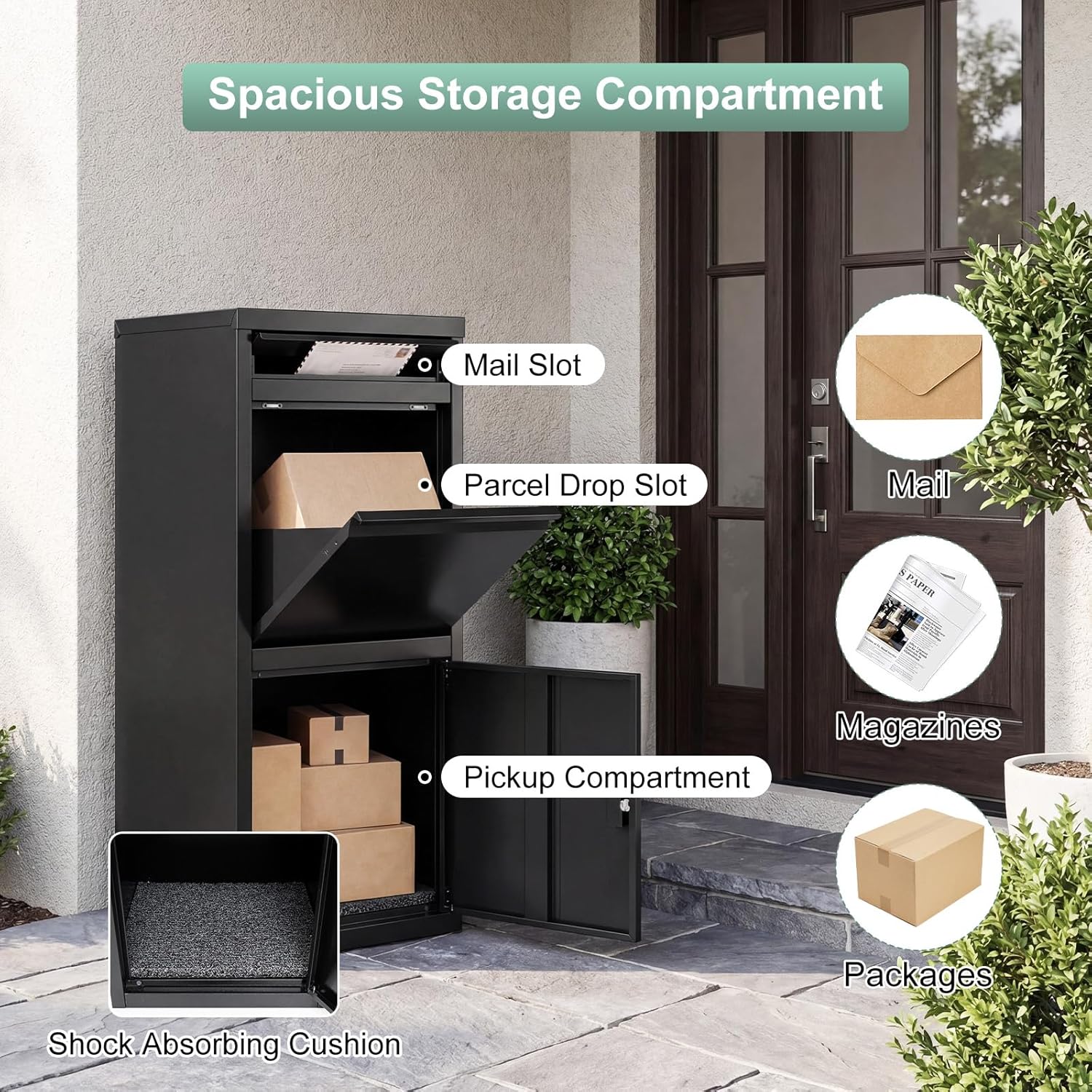 Goplus Package Delivery Boexes for Outside, 16' x 15' x 40.5' Galvanized Steel Parcel Drop Boxes with Lock, Anti-Theft Design, Package Mailbox for Home, Office, Yard, Curbside (16' x 15' x 40.5')