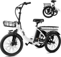 Qlife Triker Electric Bike, Peak 1200W Brushless Motor Folding Trike Ebike, 499Wh Removable Battery, Step-Thru 3 Wheel Electric Bicycle, Up to 55 Miles, 18 Tire Tricycle for Adults