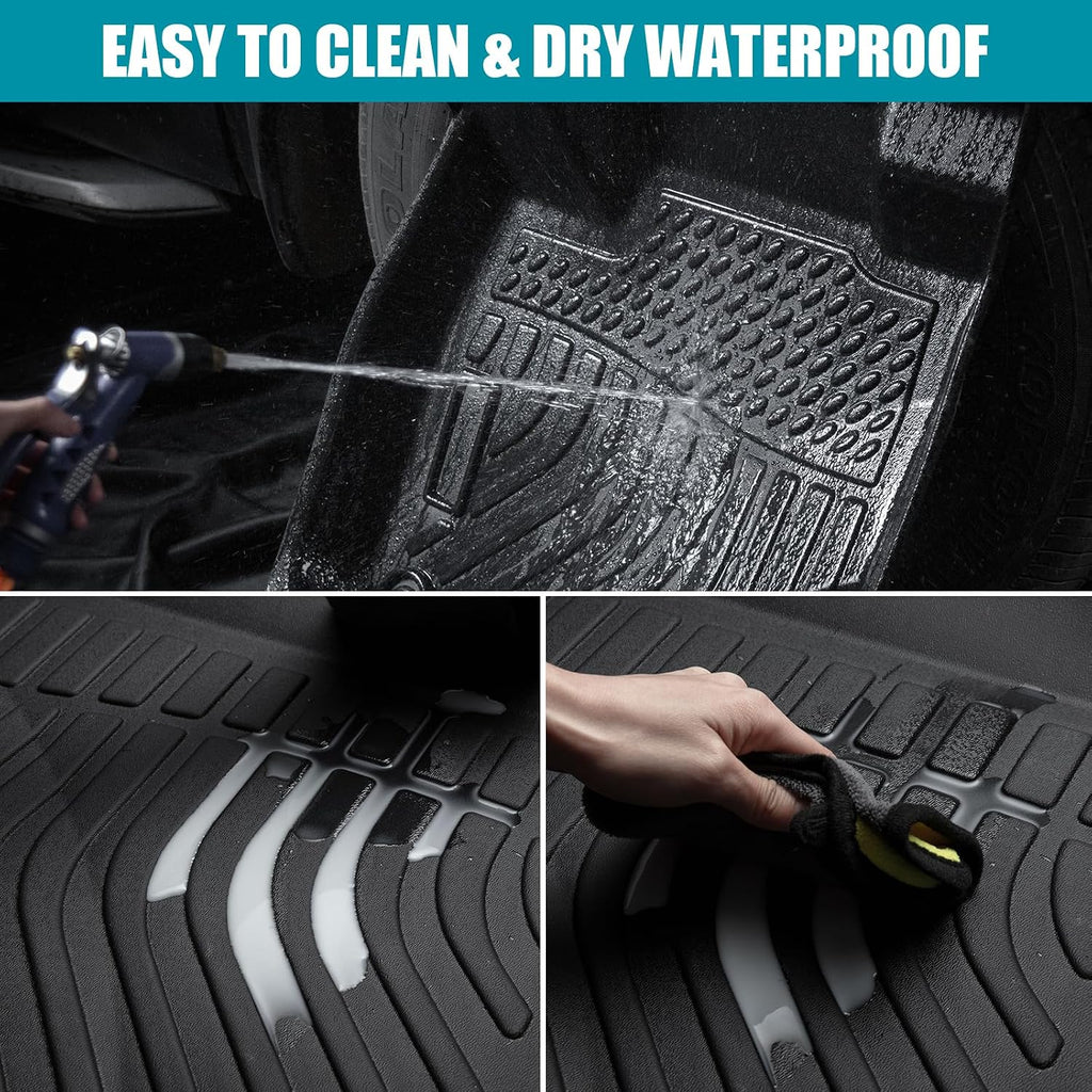 All Weather Floor Mats for 2024 Tesla Model 3 Highland Cargo Liners TPE Rubber 3D Car Mat Full Cover Front Rear Cargo Mat Accessories Full Set Odorless Anti-Slip 6PCS, Black