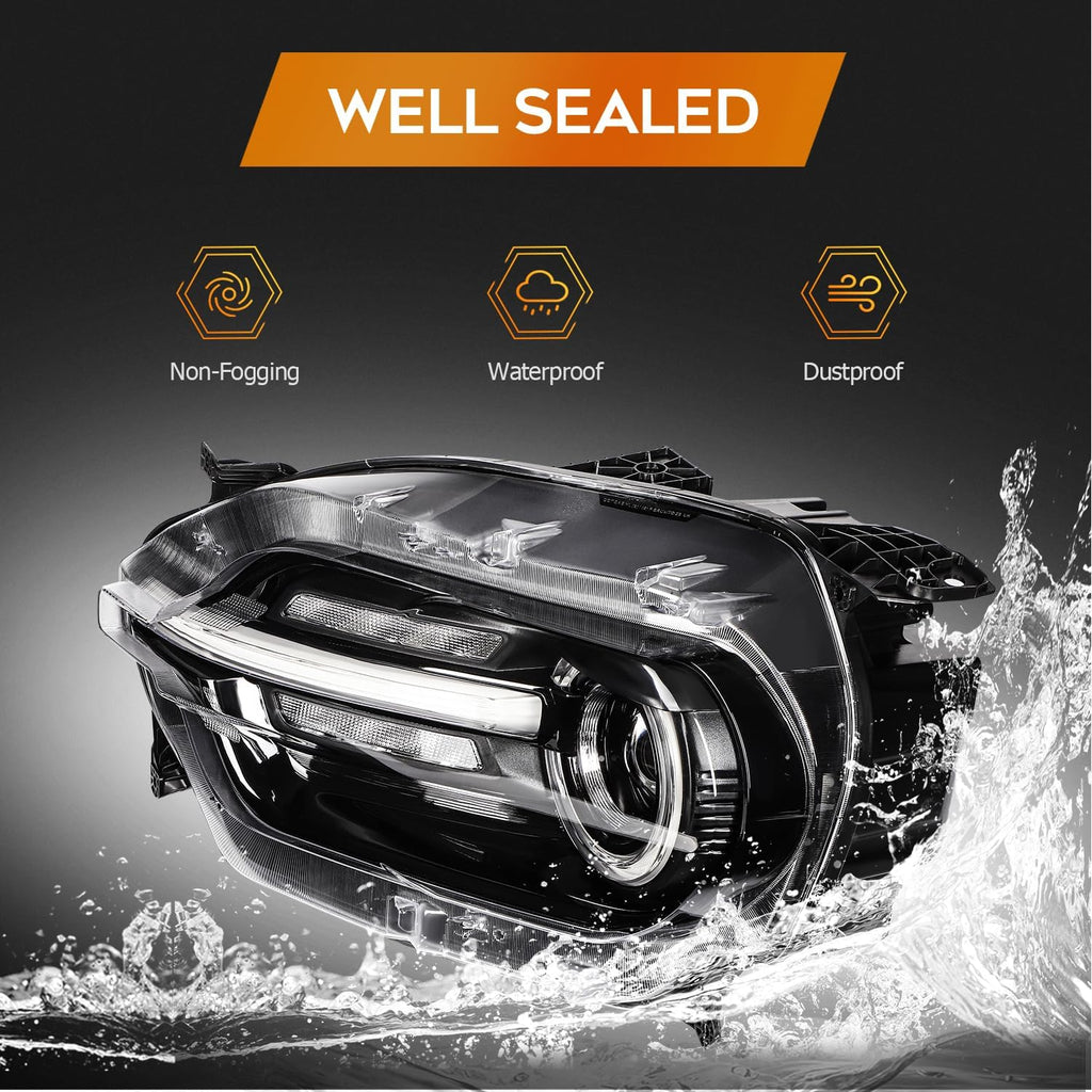 Headlight Assembly Fit 2021-2024 for Bronco Sport Driver & Passenger Side Headlight Black Housing Clear Reflector M1PZ13008H