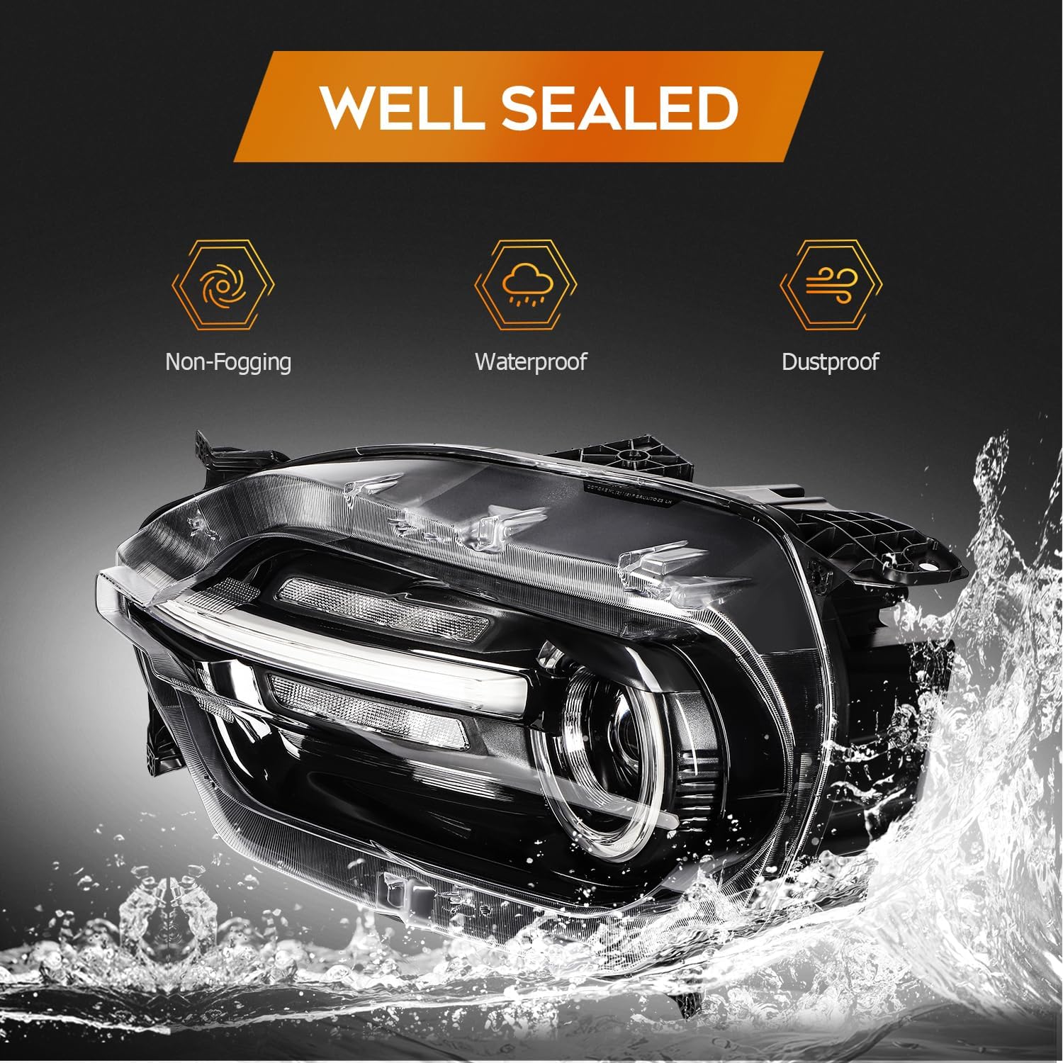 Headlight Assembly Fit 2021-2024 for Bronco Sport Driver & Passenger Side Headlight Black Housing Clear Reflector M1PZ13008H