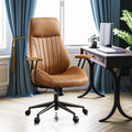 CAODOC High Back Office Chair,Modern Swivel Office Chair,Brown Suede Fabric Gaming Chair,Height Adjustable Home Office Desk Chair with Lumbar Support