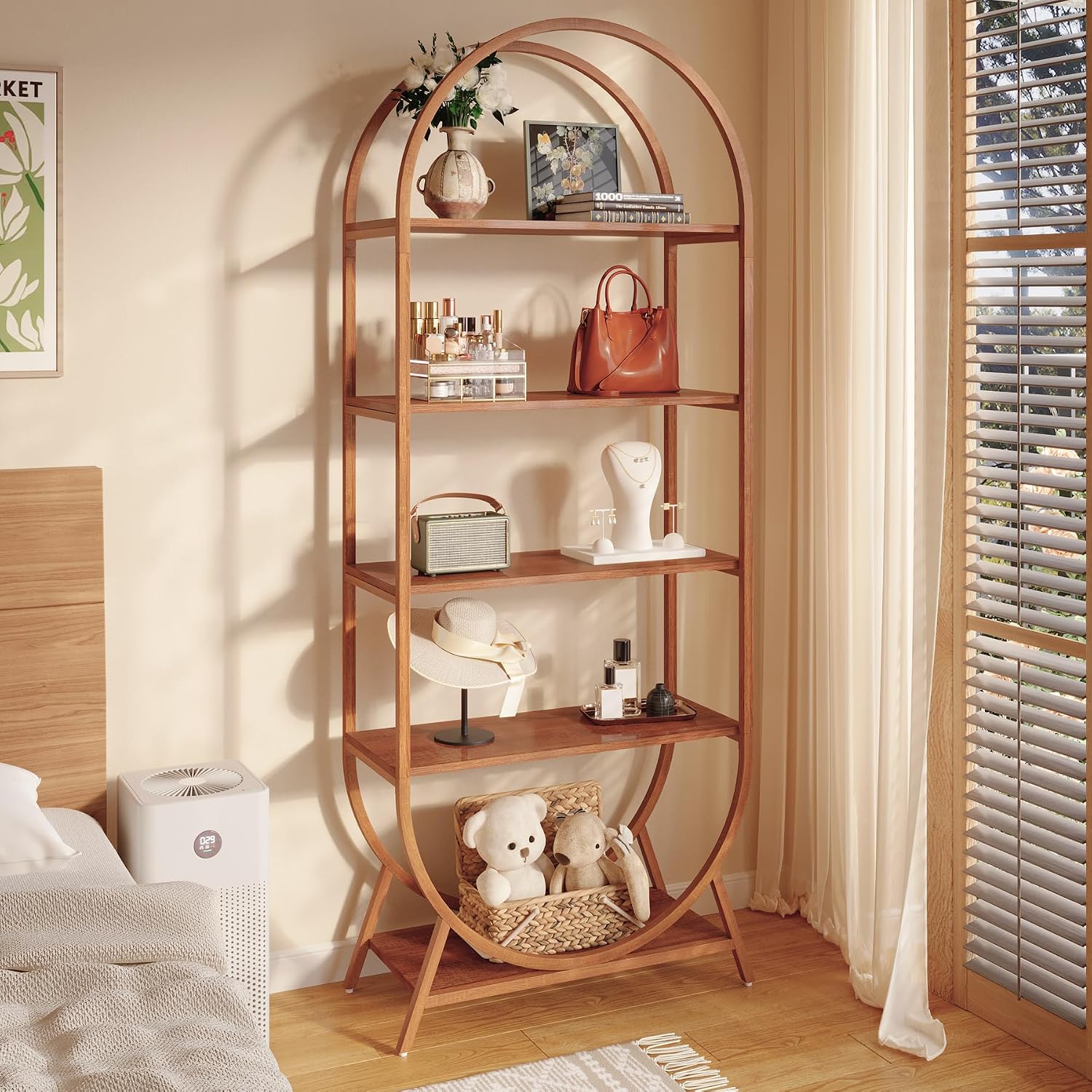 Tribesigns Bookshelf 5-Tier Arched Bookcase, 70.9' Tall Modern Open Book Shelves, Storage Shelves with Metal Frame, Freestanding Display Rack for Living Room, Bedroom, Office
