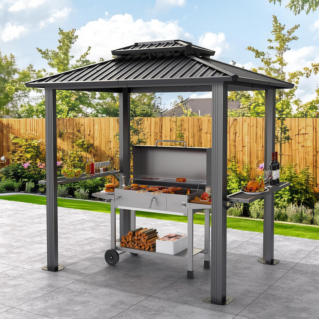 Hoteel 6x8 Hardtop Grill Gazebo,Black