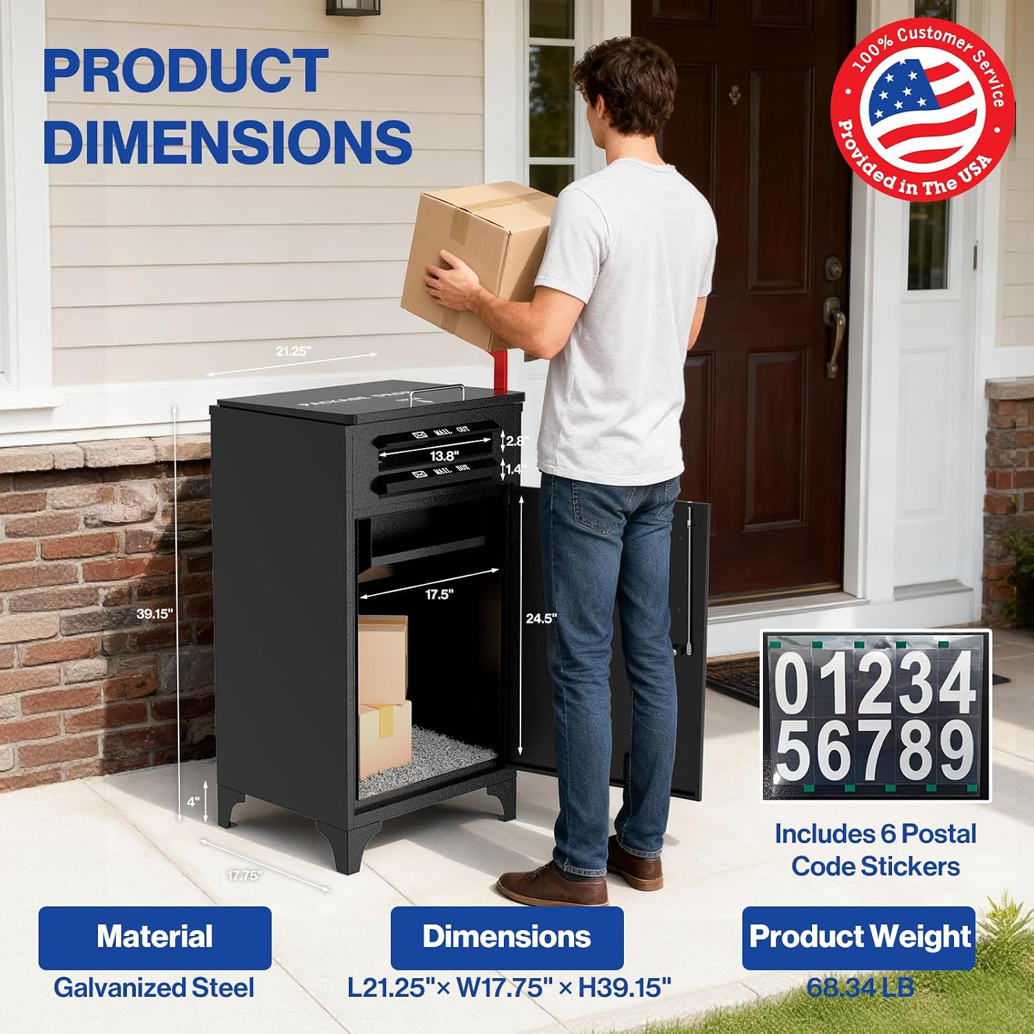 POCHAR Large Package Delivery Boxes for Outside, Heavy-Duty Steel Parcel Drop Boxes with Anti-Theft Design for Home, Large Waterproof Package Lock Box with Coded Lock for Outdoor, Porch, Curbsid