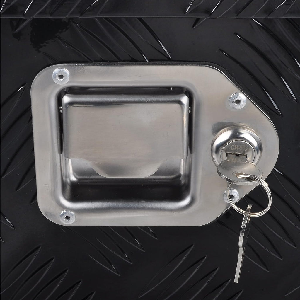 33'(L) x 19'(W) x 18'(H) Aluminum Storage Box for Utility Trailers, RV Storage Organizer with Lock & Keys - Black