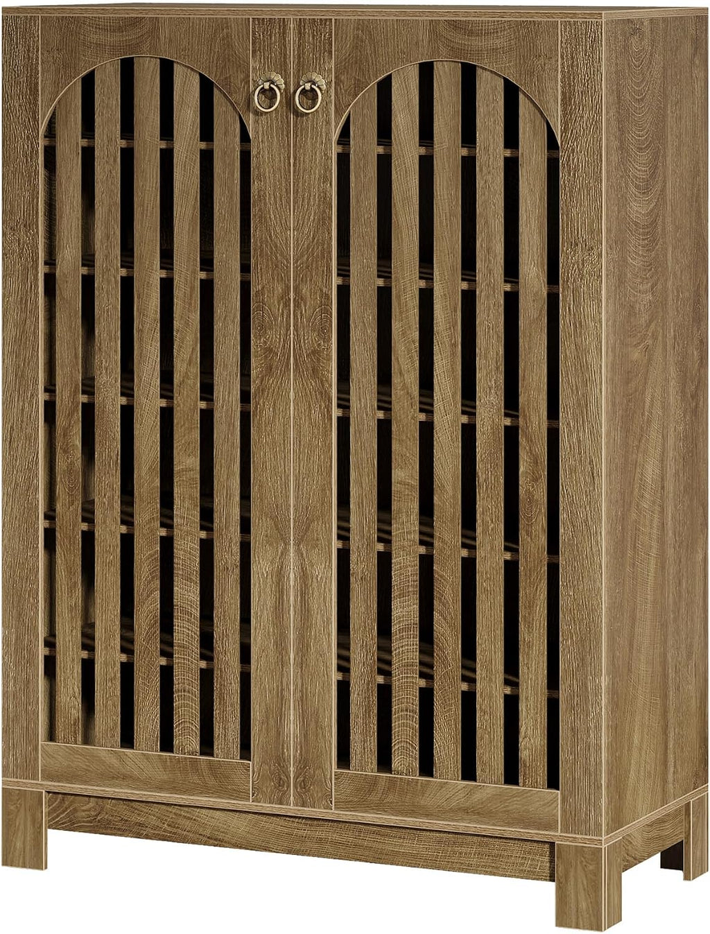 Tribesigns Shoe Cabinet with Shutter Doors, 6-Tier Shoe Storage Cabinet, Entryway Shoe Rack Organizer with Adjustable Shelves for Living Room, Hallway, Natural Wood