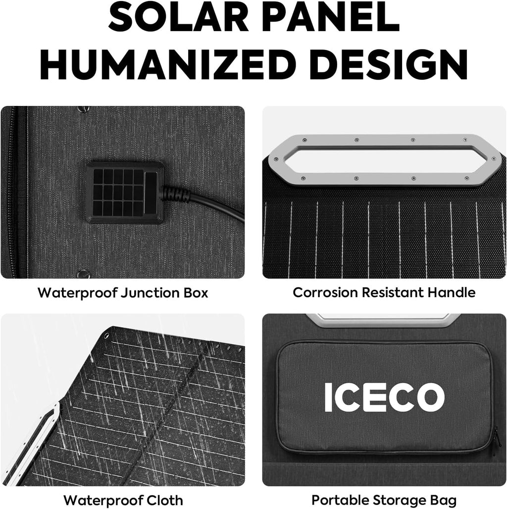 ICECO VL75ProD Dual Zone Fridge Freezer, 12 Volt Refrigerator, 79Qt Car Fridge Powered by SECOP, Portable Freezer with Reversible Lid, 0-50°F, AC/DC, For Car, Outdoor, Camping |+Battery+Solar Panel