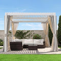Domi 10x12FT Outdoor Louvered Pergola Full Aluminum Structure,Patio Pergola with Two Independently Adjustable Roof for Backyard, Sun Shade Gzebo with Gutter System for Garden Deck(White)