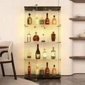 64.69' Tall Tempered Glass Display Cabinet with LED Lights, Curio Cabinet with 4 Shelves with 2 Door, Quick-Install Style Floor Standing Bookshelf File Cabinet for Living Room Office