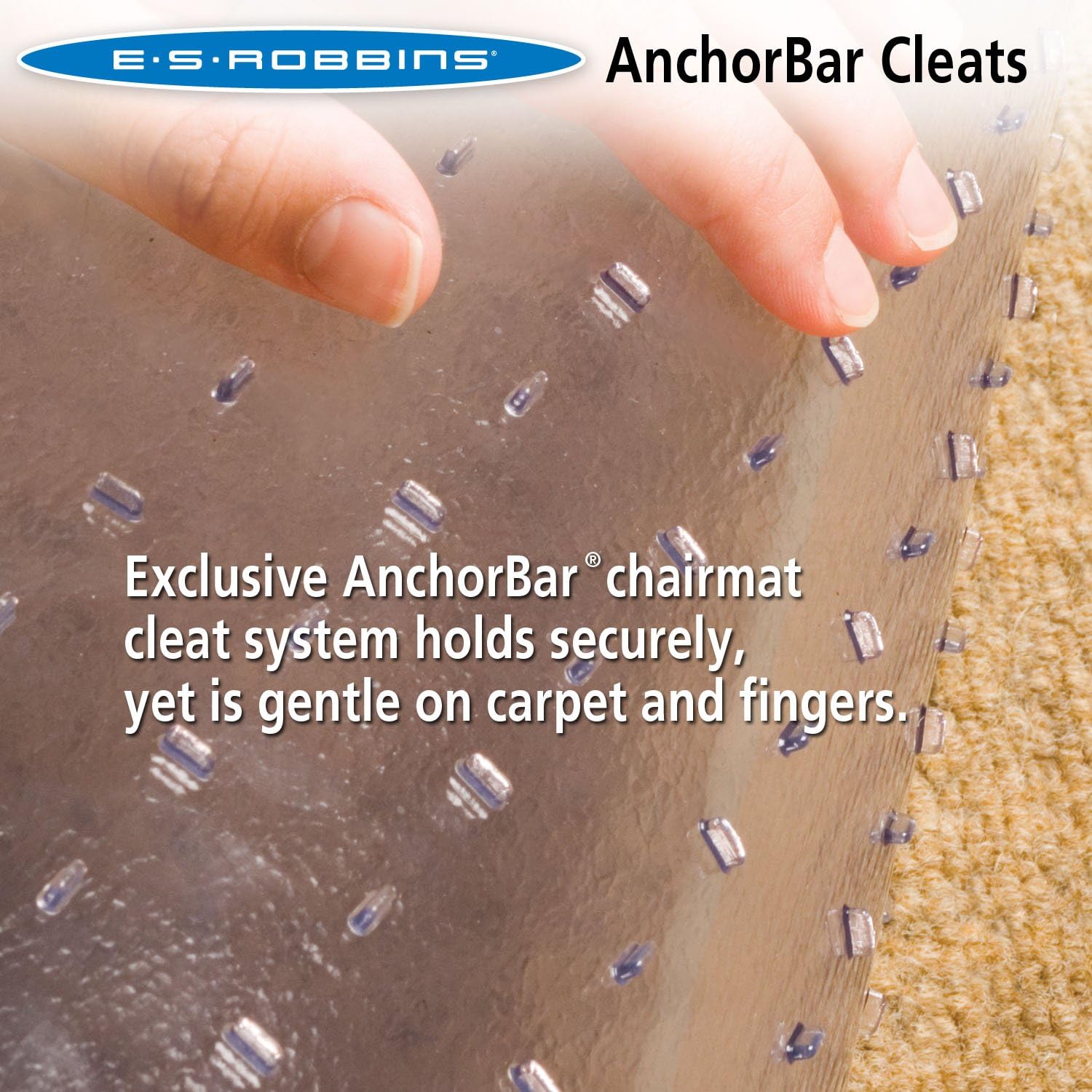 ES Robbins Extra High Pile Carpet Chair Mat, Square 60'x60', Beveled Edge