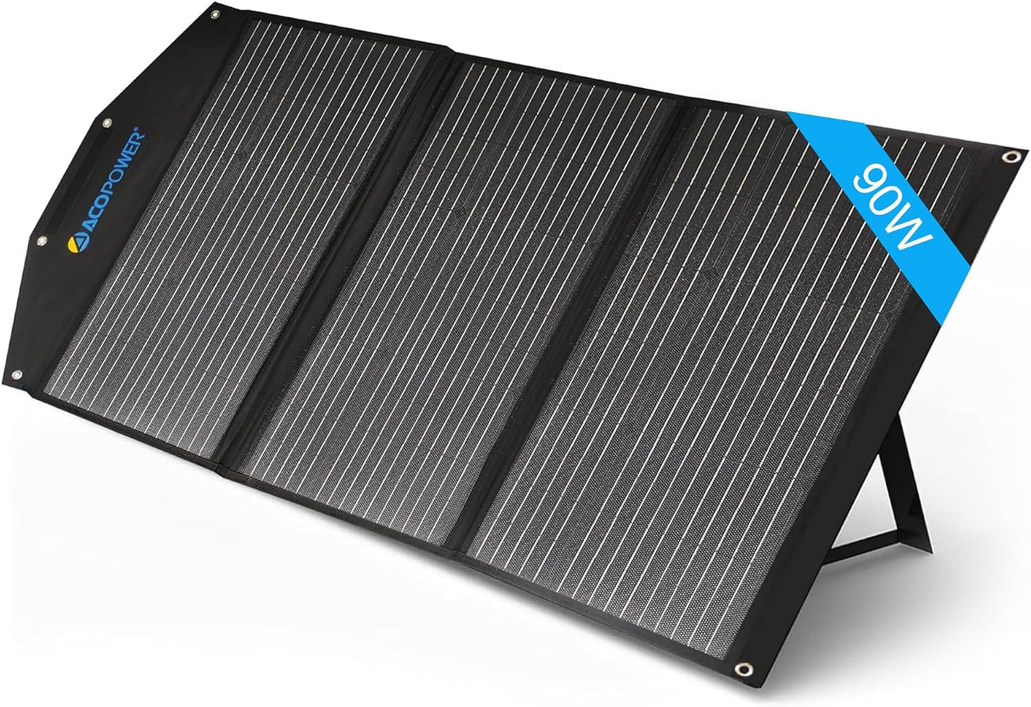 ACOPOWER 90W Portable Solar Panel,3x30W Foldable Solar Panel Suitcase with USB/DC/Type-C 3 Outputs for Phones,Camping,Outdoors, RV and Acopower Car Refrigerator Black