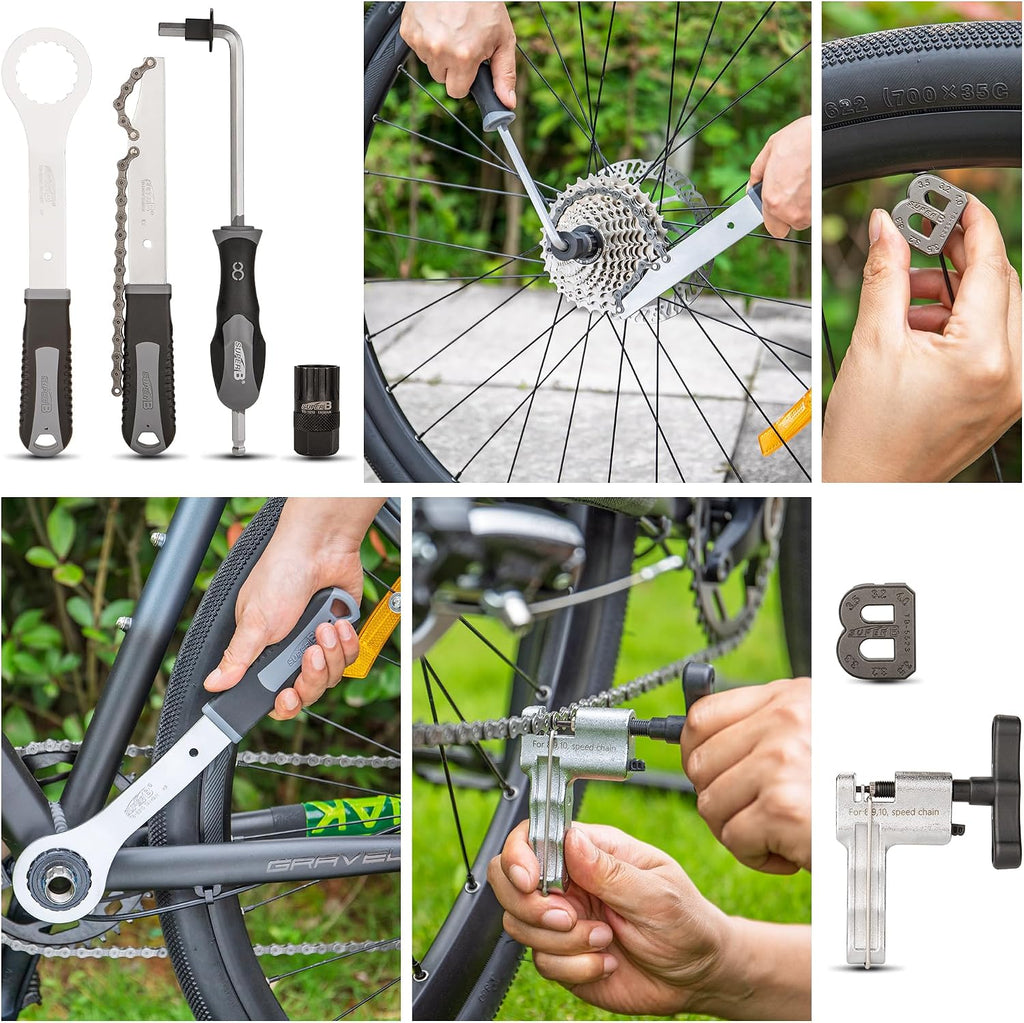 Super B Bicycle Tool Set - Bike Repair Kit with Carry Case - Bike Maintenance Tools for Road Bikes and Mountain Bikes, Repairing Tyres, Brakes, Chains, Pedal, Crank Puller