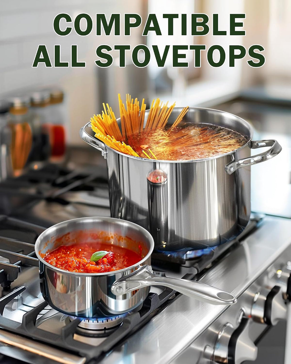 Cooks Standard Multi-ply Clad Stainless Steel Cookware Set, Includes Saucepans and Stockpot with Lids, Cool Grip Handles, Induction Compatible, Dishwasher and Oven Safe, 6-Piece