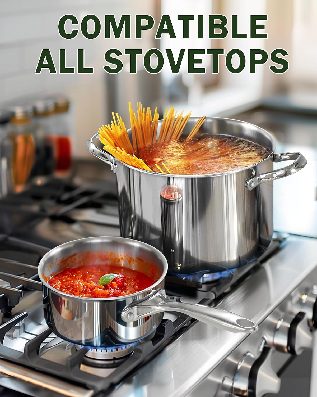 Cooks Standard Multi-ply Clad Stainless Steel Cookware Set, Includes Saucepans and Stockpot with Lids, Cool Grip Handles, Induction Compatible, Dishwasher and Oven Safe, 6-Piece