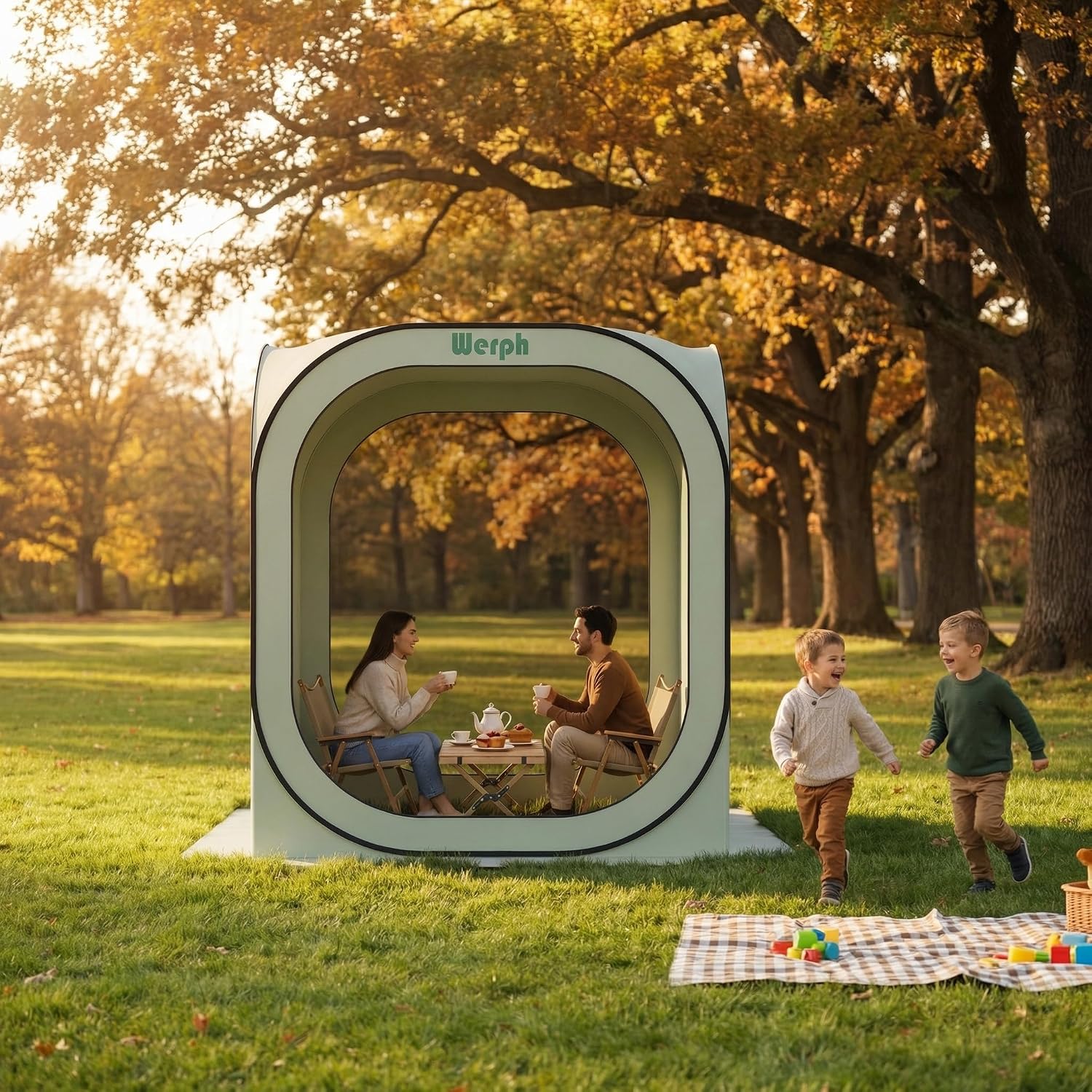 Werph 6x6 Pop Up Screen Tent, Mosquito Net Gazebo, UV Resistant Roof Waterproof Screen Canopy, Quick Setup Outdoor Shelter for Backyard, Patio, Garden, Picnic, Camping and Events, Green