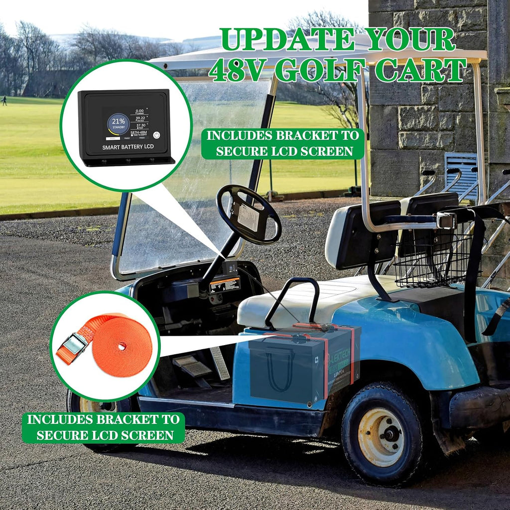 48V 100Ah Golf Cart LiFePO4 Lithium Battery Built-in 200A BMS, Up to 10000 Deep Cycle, Low Temperature Cut Off Lithium Battery, Perfect for Golf Cart, RV, Solar, Marine