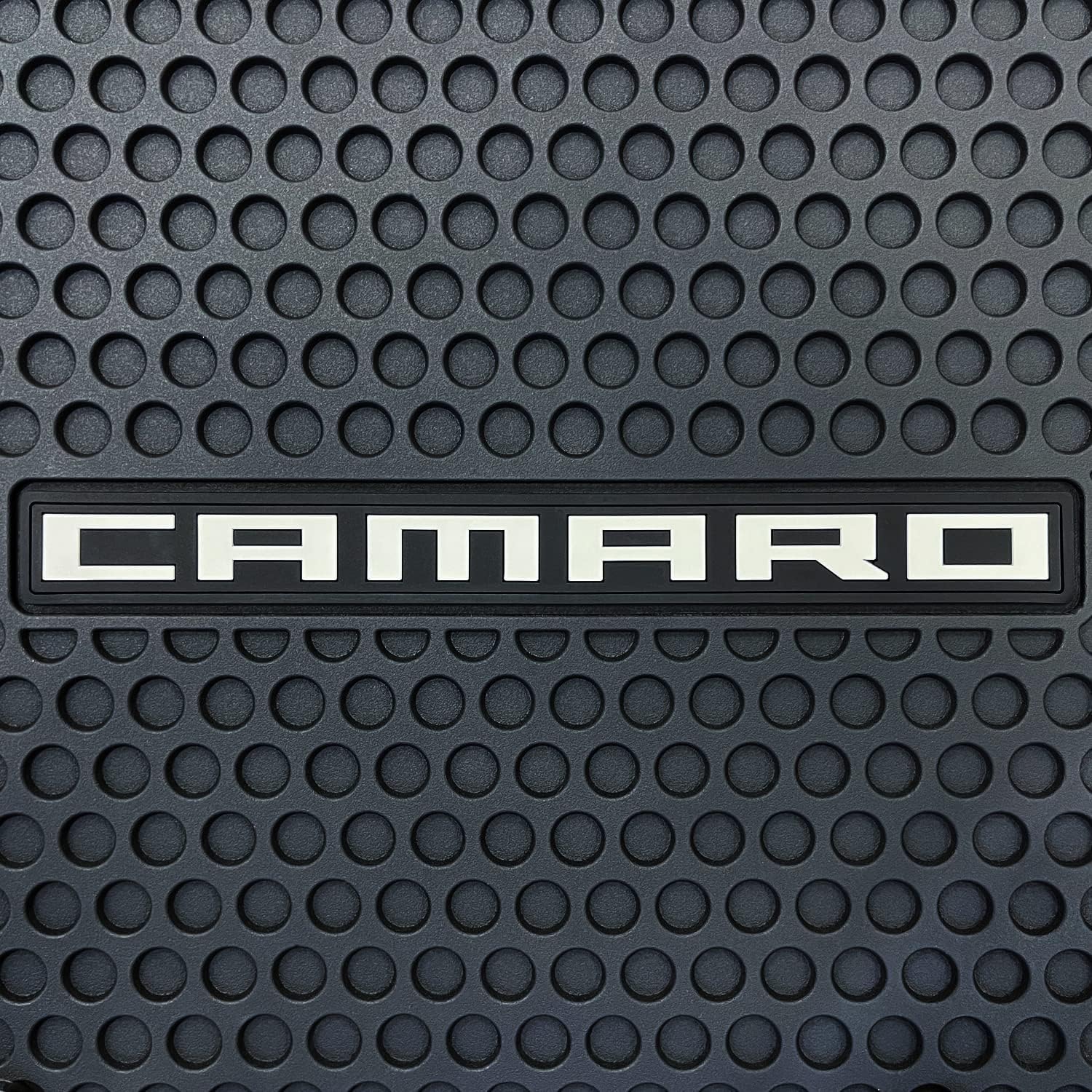 Lloyd Mats Custom-Fit All-Weather Rubber Floor Mats for Chevy Camaro 2010-2015 (2PC - Camaro Word, Black)