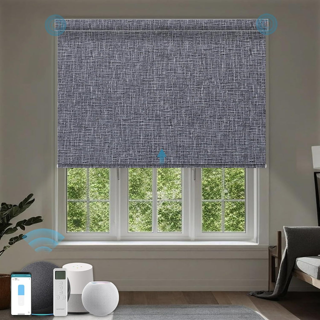 Motorized Blinds with Remote, Electric Shades with Remote Control,Compatible with Homekit, 100% Blackout Solar Blind,Child Safety Shades,Dark Charcoal