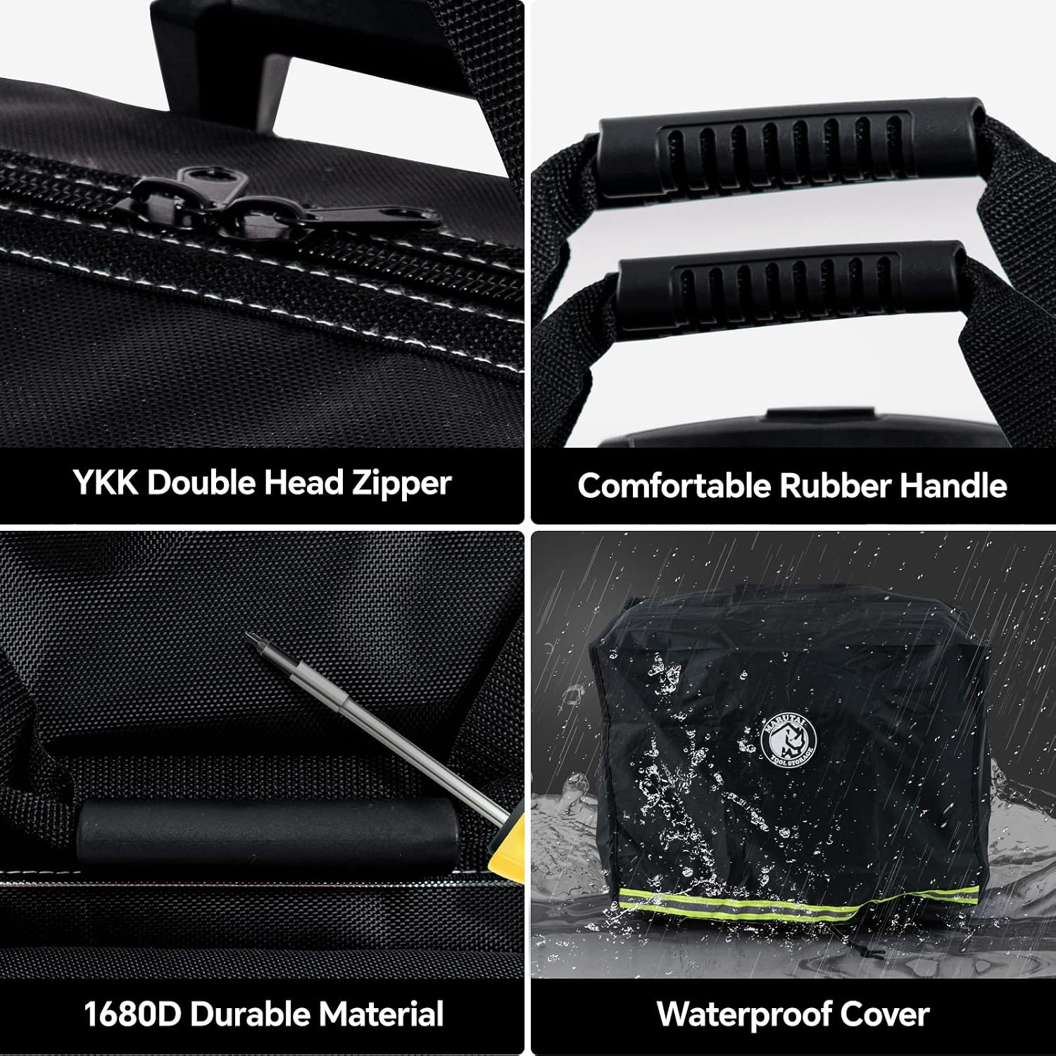 MARUTAI 18'' Rolling Tool Bag, Waterproof Tool Bag with Wheels, Portable Storage Organizer Rolling Tool Tote, fits in all cars/trucks/vans/motorcycles