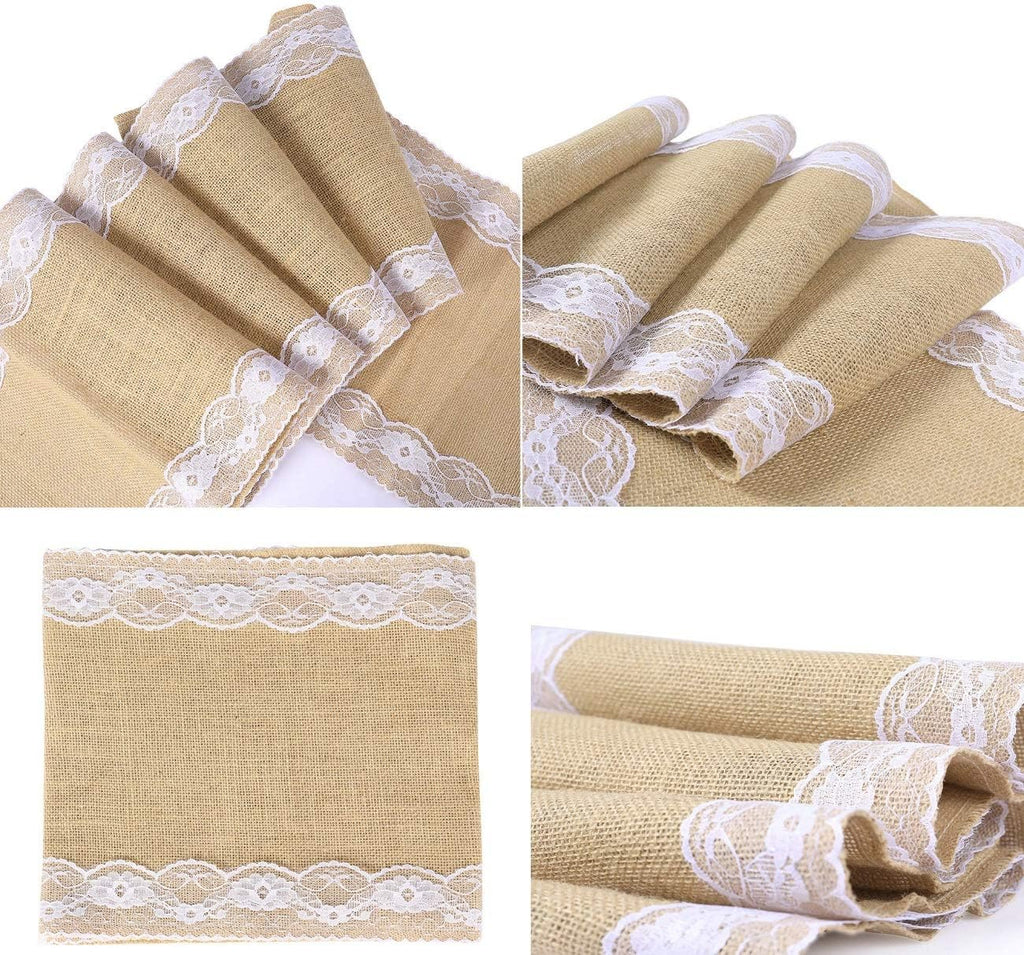 thaisan7, 100% Jute Burlap Hessian Table Runner Lace for Welding Party Home Decore Visitor Welcome- 12' W x 71' L (25)