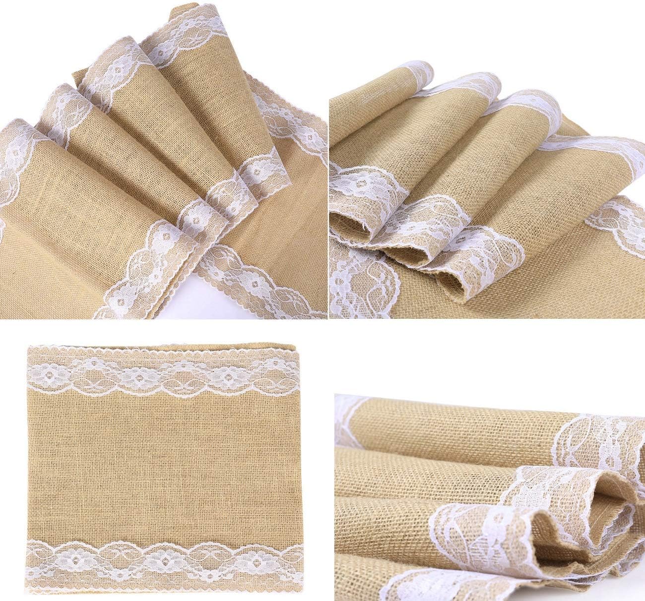 thaisan7, 100% Jute Burlap Hessian Table Runner Lace for Welding Party Home Decore Visitor Welcome- 12' W x 71' L (25)