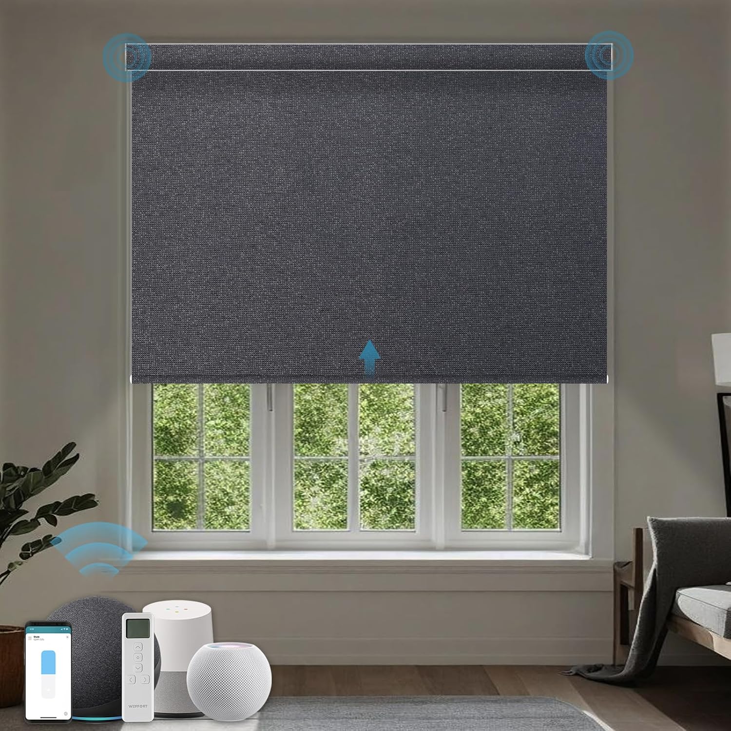 Smart Blinds,Motorized Blackout Shades for Windows,Compatible with Alexa,Google Home,Automatic Blackout Roller Shade,Rechargeable Battery Shades,Dark Umber