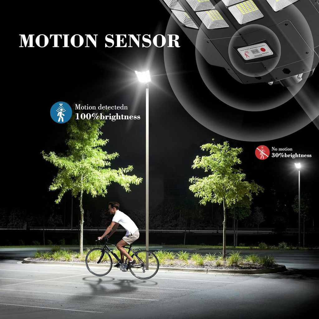 OKPRO 15000W Solar Street Light, 7000K Solar Lights Outdoor Waterproof Motion Sensor, Solar Security Light IP66 Waterproof, Solar Street Lights Outdoor Dusk to Dawn for Parking Lot, Yard, Farm