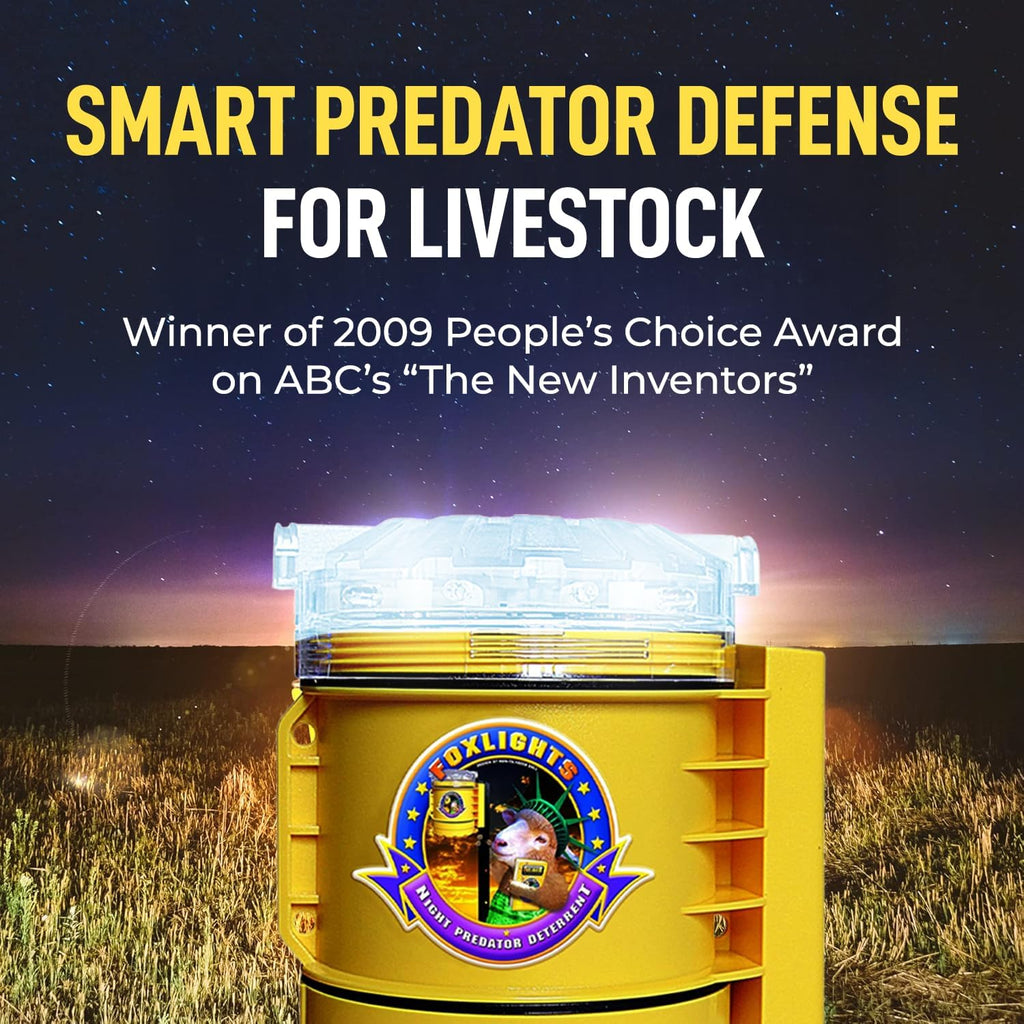 Foxlights Non-Solar Predator Deterrent – 9-LED Night Guard with 360° Coverage, Random Flashing Lights – Humane Repeller for Chicken Coops, Poultry, Livestock, Gardens & Farms