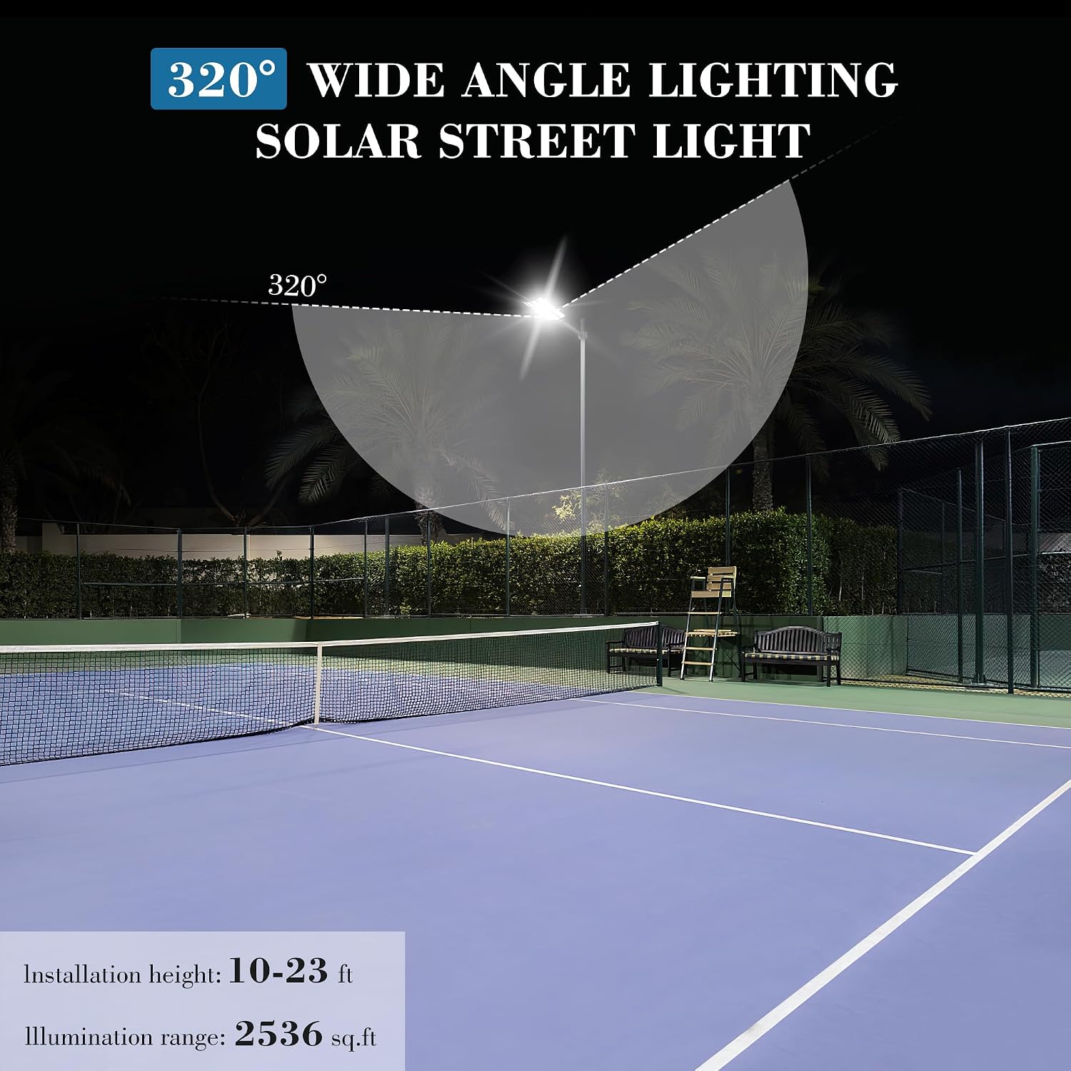 OKPRO 15000W Solar Street Light, 7000K Solar Lights Outdoor Waterproof Motion Sensor, Solar Security Light IP66 Waterproof, Solar Street Lights Outdoor Dusk to Dawn for Parking Lot, Yard, Farm