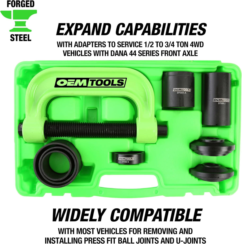 OEMTOOLS 37089 Ball Joint Press Kit, U Joint Removal Tool, Heavy-Duty Ball Joint Removal Tool, Steel C-Clamp for 4WD Trucks, Rust-Resistant Ball Joint Tool