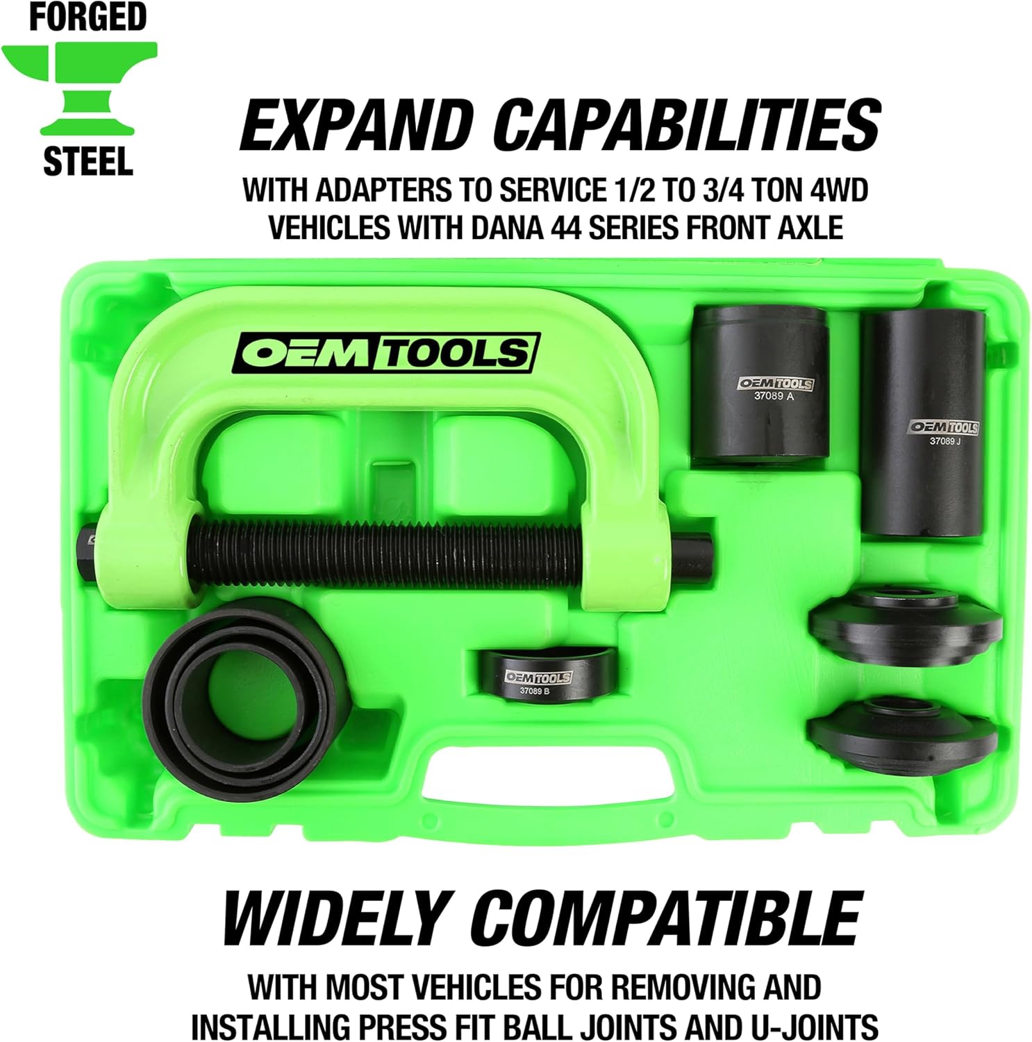 OEMTOOLS 37089 Ball Joint Press Kit, U Joint Removal Tool, Heavy-Duty Ball Joint Removal Tool, Steel C-Clamp for 4WD Trucks, Rust-Resistant Ball Joint Tool