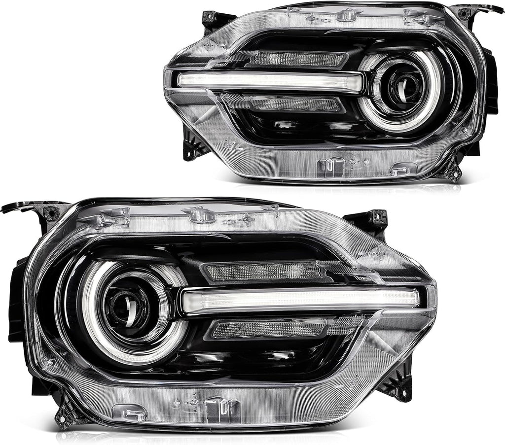 Headlight Assembly Fit 2021-2024 for Bronco Sport Driver & Passenger Side Headlight Black Housing Clear Reflector M1PZ13008H