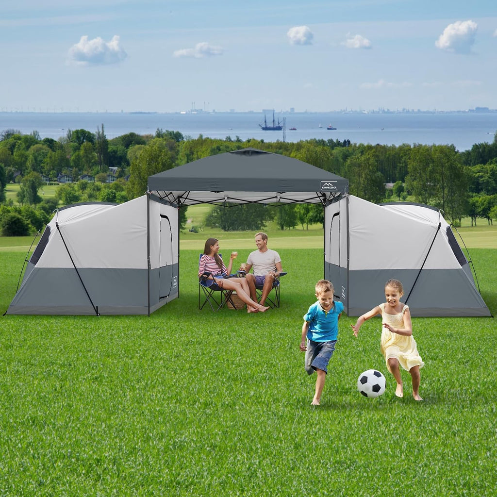 KAMPKEEPER Canopy Side Tent,4-6 Person Camping Cube Tent for 10x10 Pop Up Canopies,Easy Up Gazebo with Window,Compatible with 10' Wide Canopy Tents